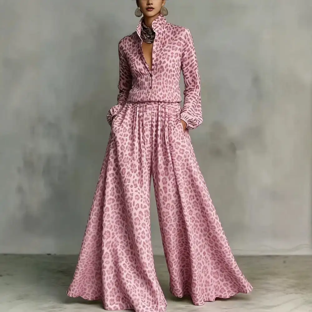 Wide-Leg Long-Sleeve Women's Matching Set