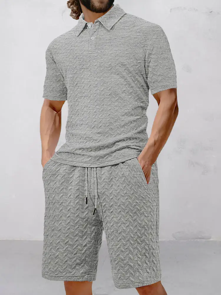 Casual Jacquard Textured Matching Set