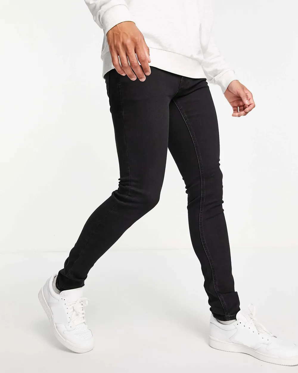 Skinny Fit Stretch Jeans In Mid Blue