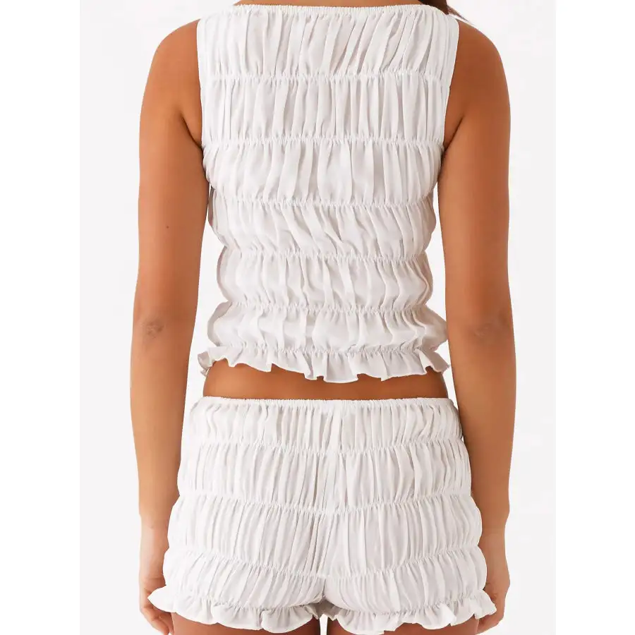 Ruched Texture Tank and Shorts Two Piece Set