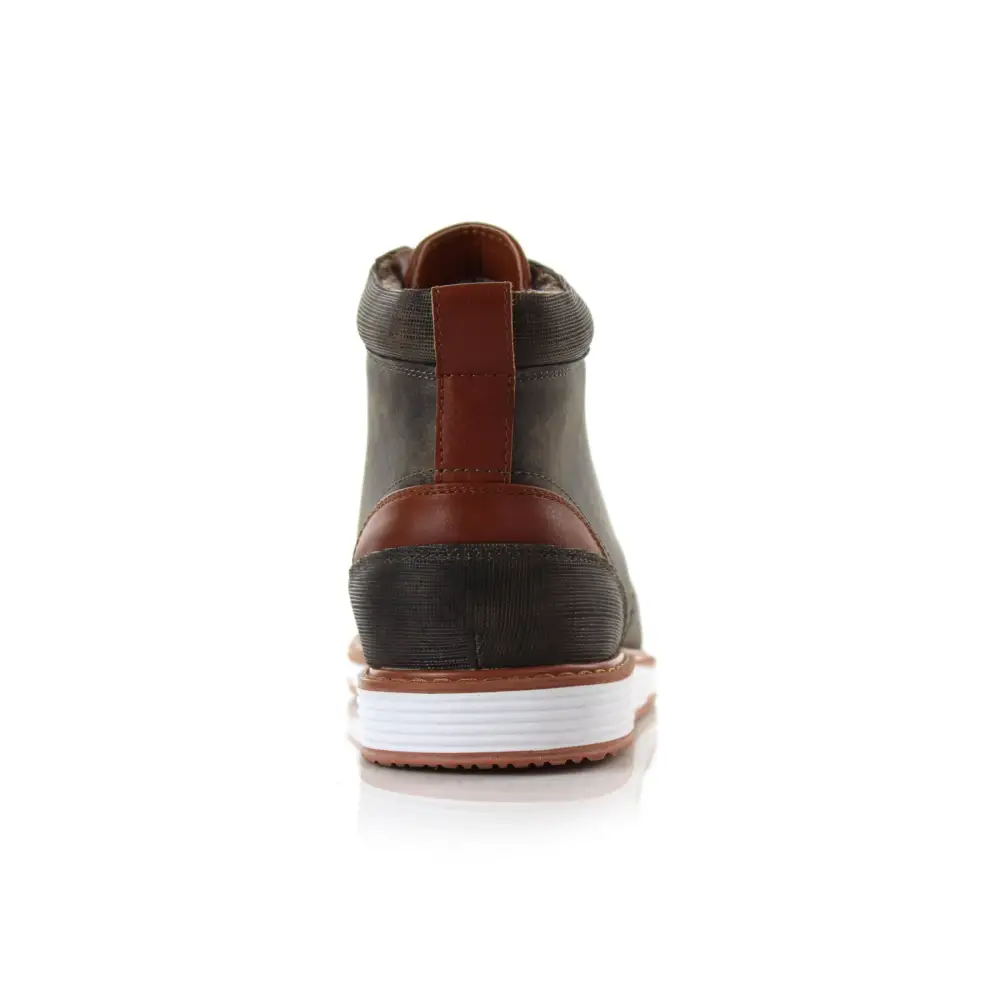 Faux-Leather Lace-Up Textured Chukka Boots