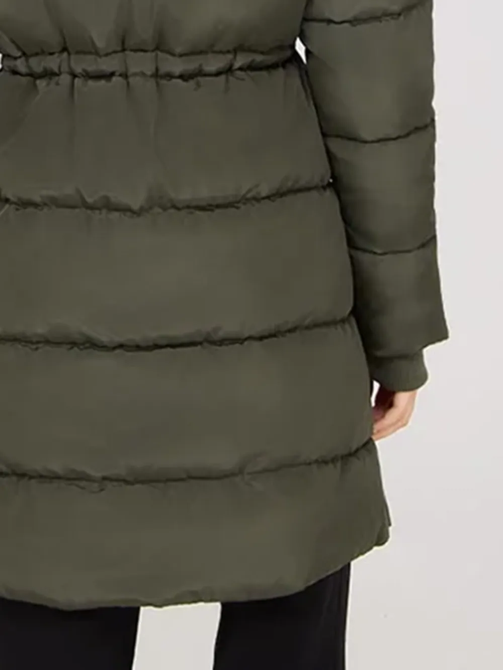 Drawstring Waist Puffer Coat