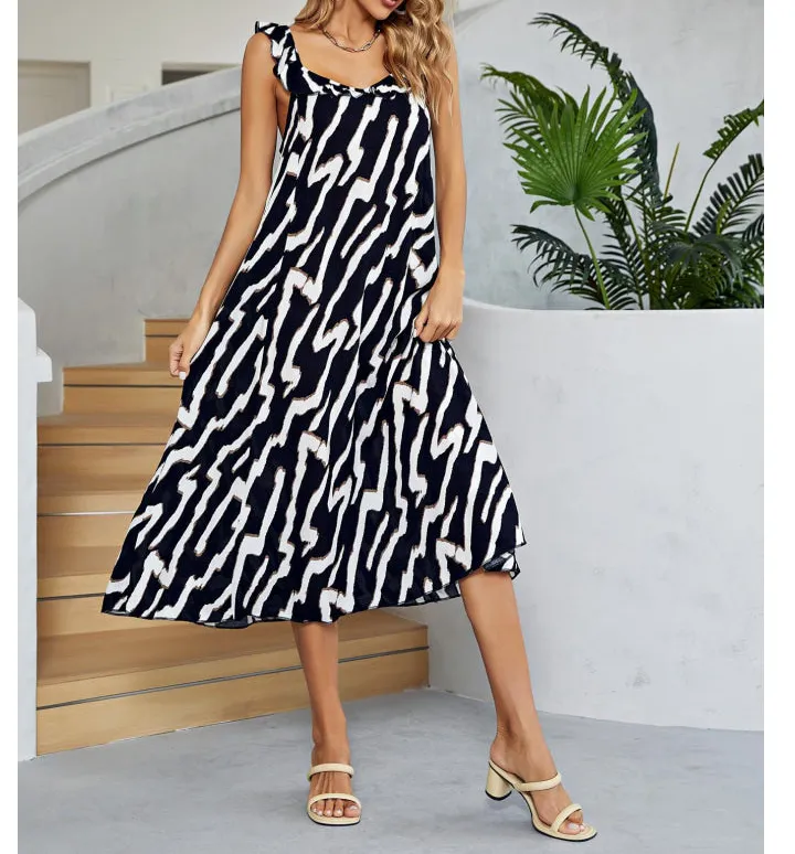 Two-Tone Low Back Midi Dress