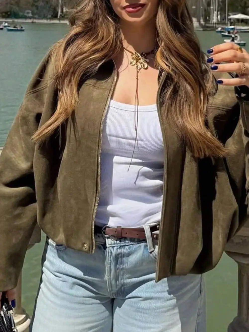 Zip Up Oversized Jacket Effortless Outfit Layer
