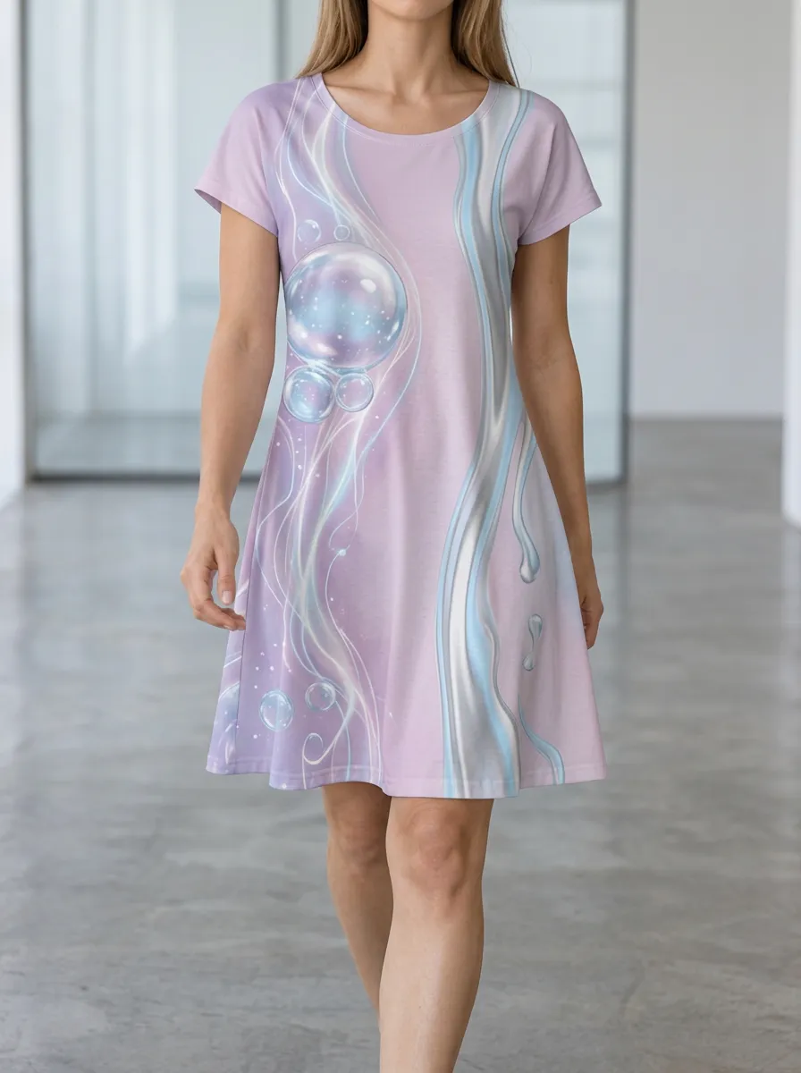 Women's Abstract Bubble Flow Pastel Printed Dress