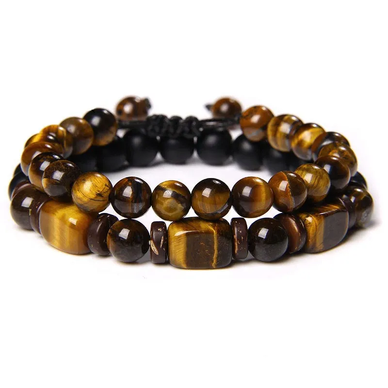Tiger Eye Frosted Stone Hematite Bracelet