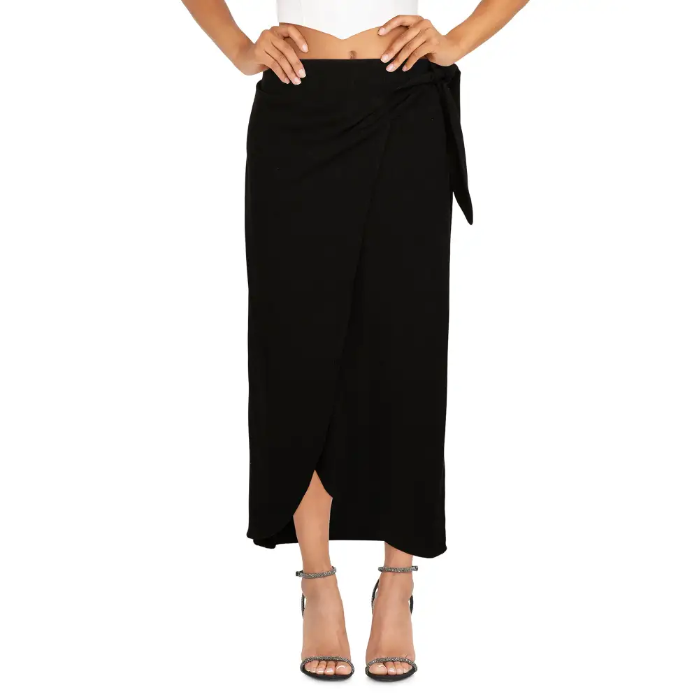 Linen Blend Wrap Skirt