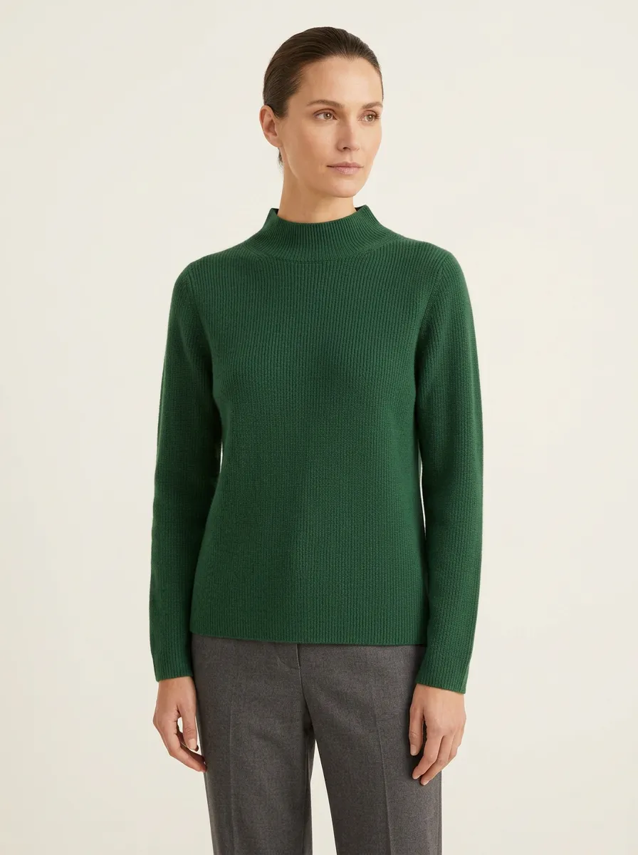 Women's Refined Ribbed Mock Neck Sweater