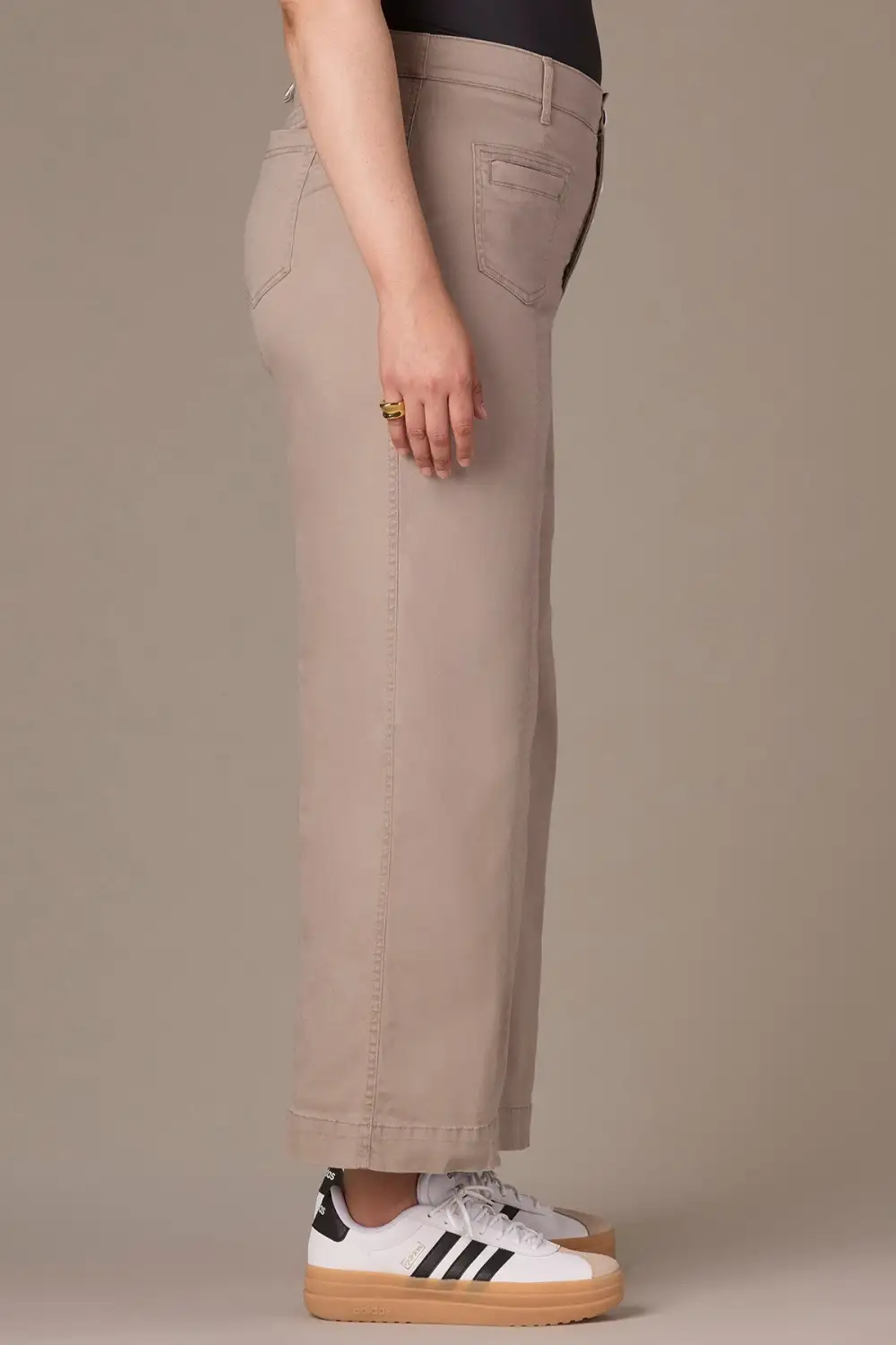 Button Fly Wide Leg Plus Size Pants