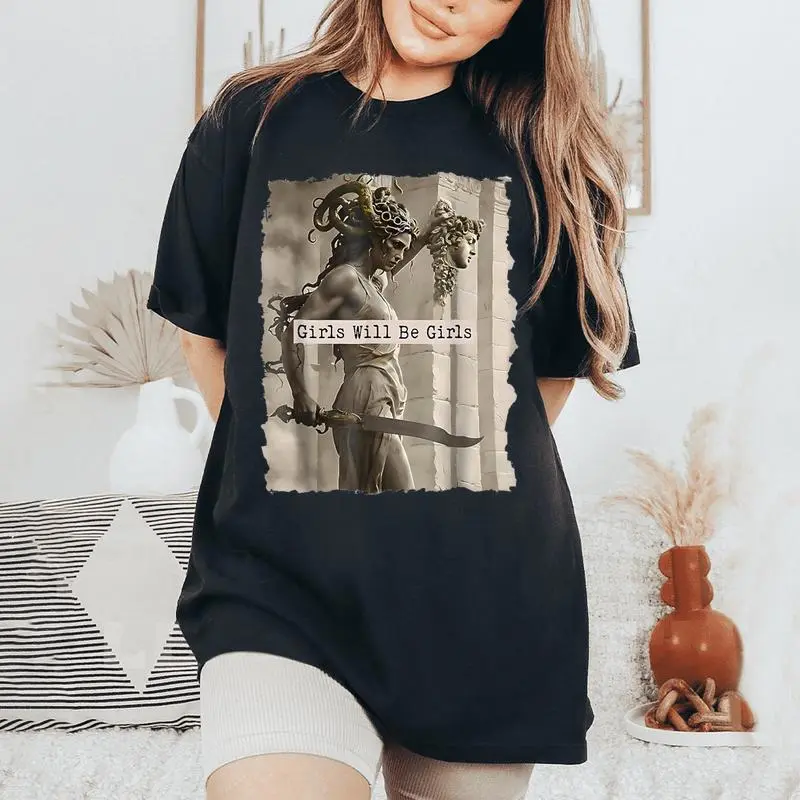 Girl Will Be Girls Witch Witchy Spooky Monster Halloween Women's Oversized Comfort T-Shirt