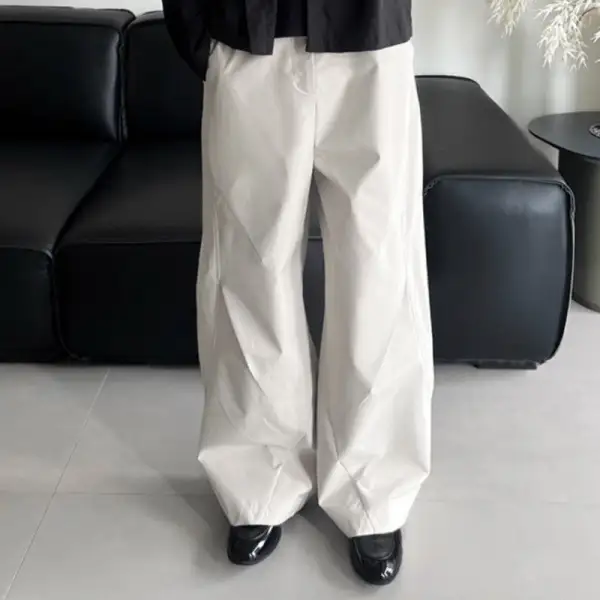 Women's Wide Leg Loose Fit Pleated Curved Cut Pants