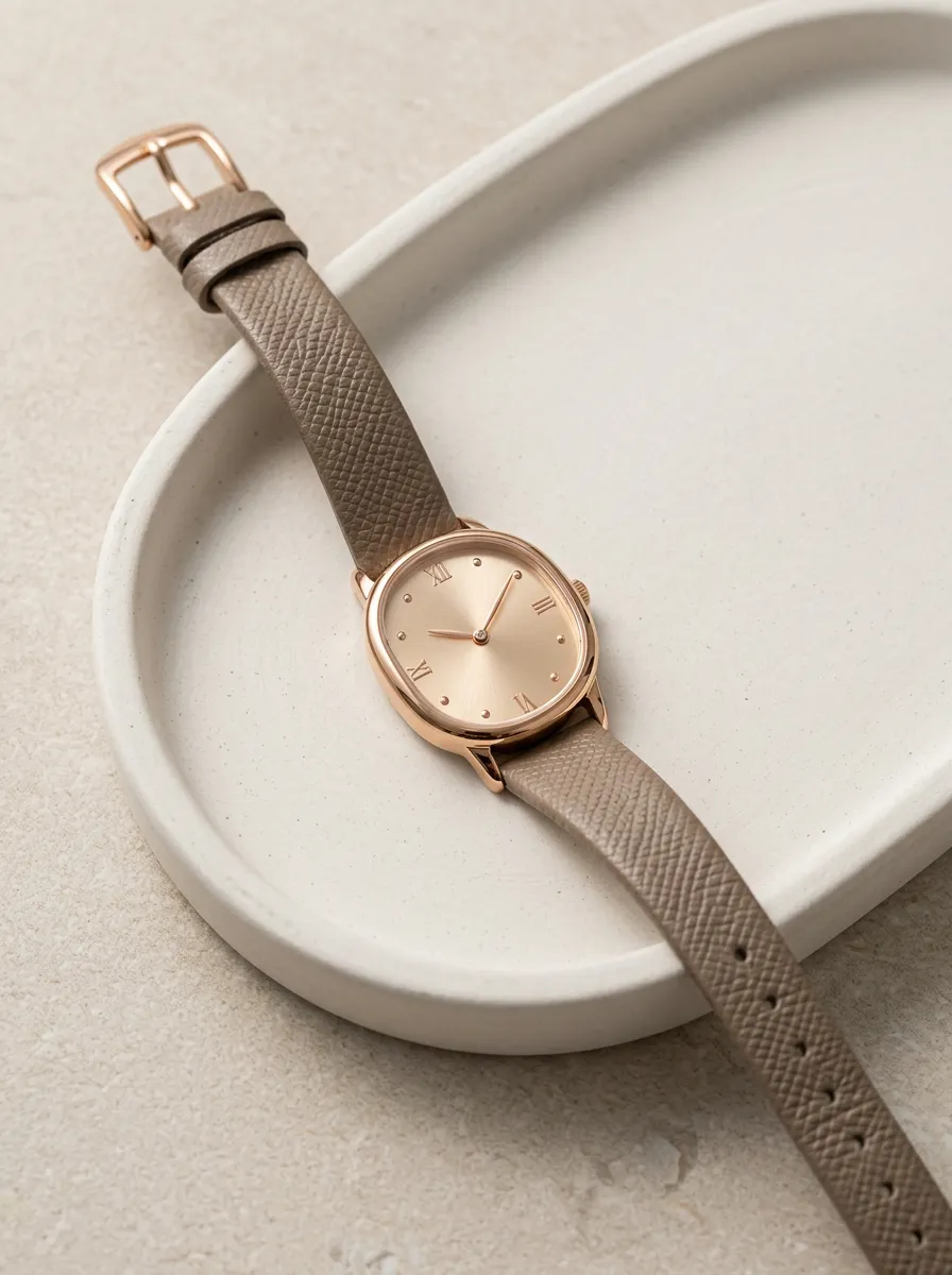 Minimalist Watch Rose Gold Oval Dial