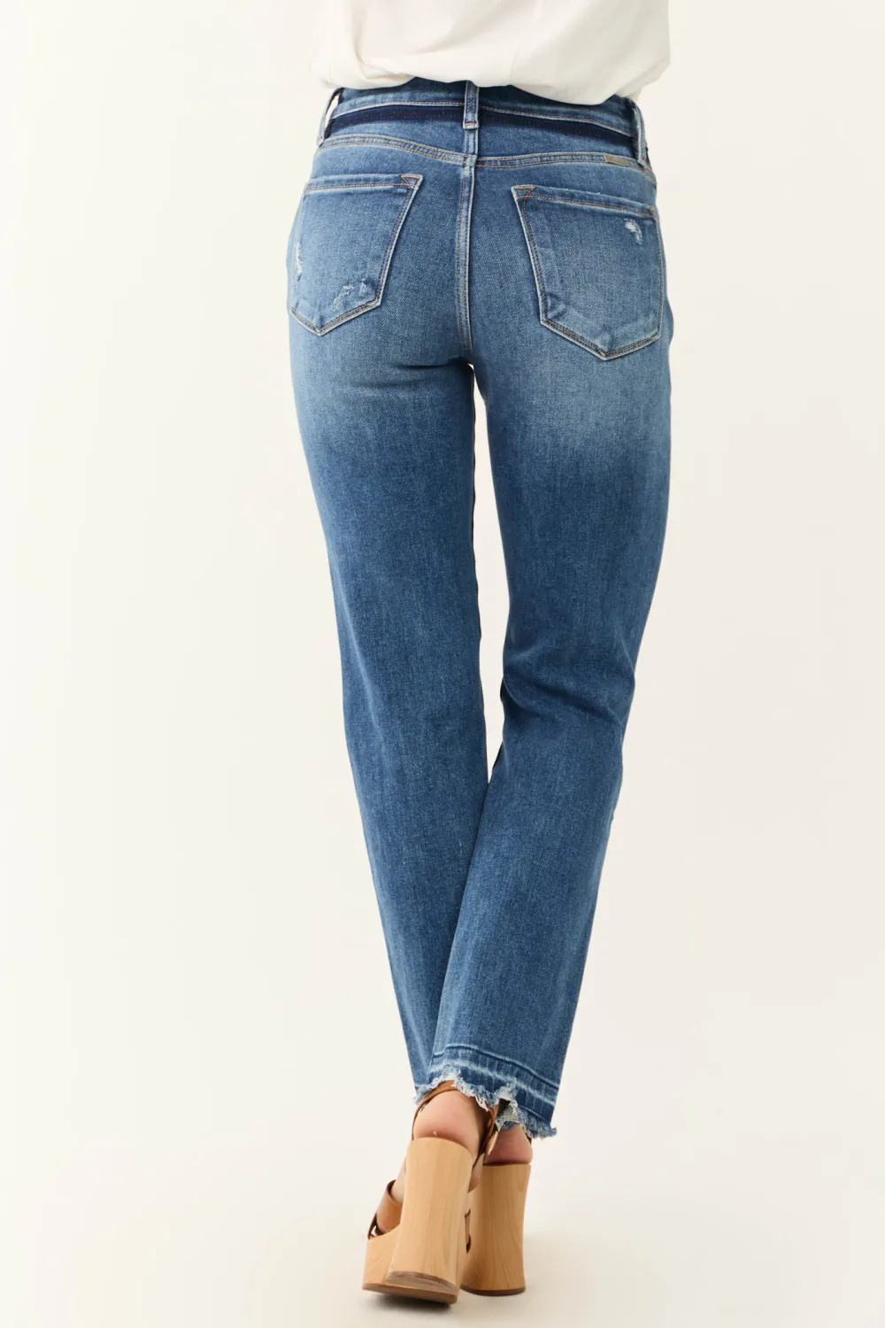 Light Wash Distressed Flare JEANS