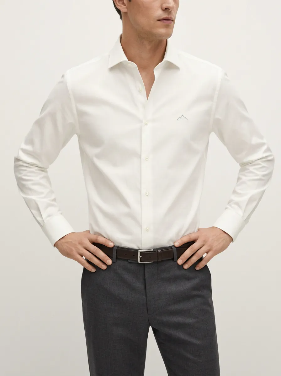 Men's Mountain Minimalist Embroidered Non-Iron Cotton Shirt