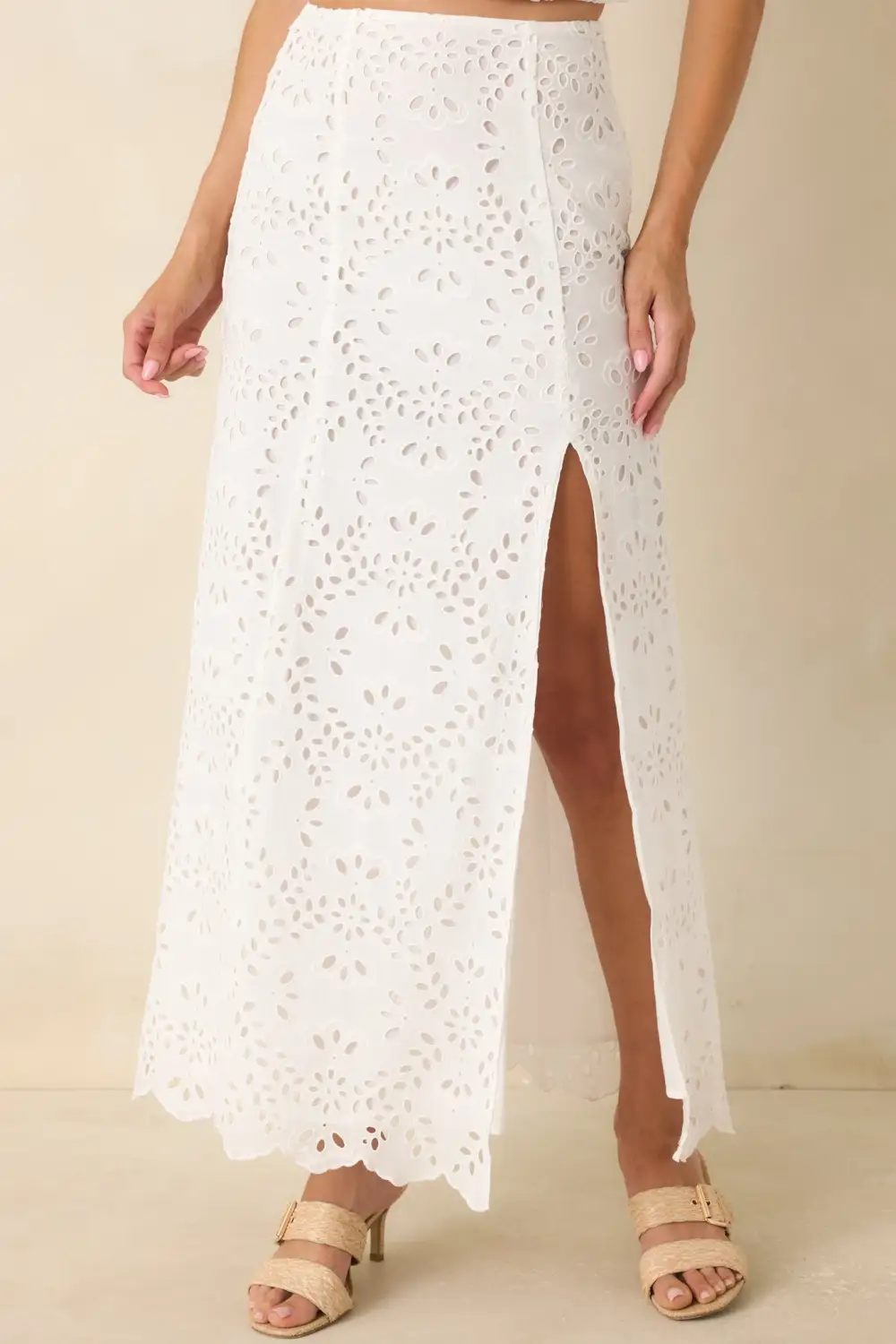 Cotton Eyelet Maxi Skirt