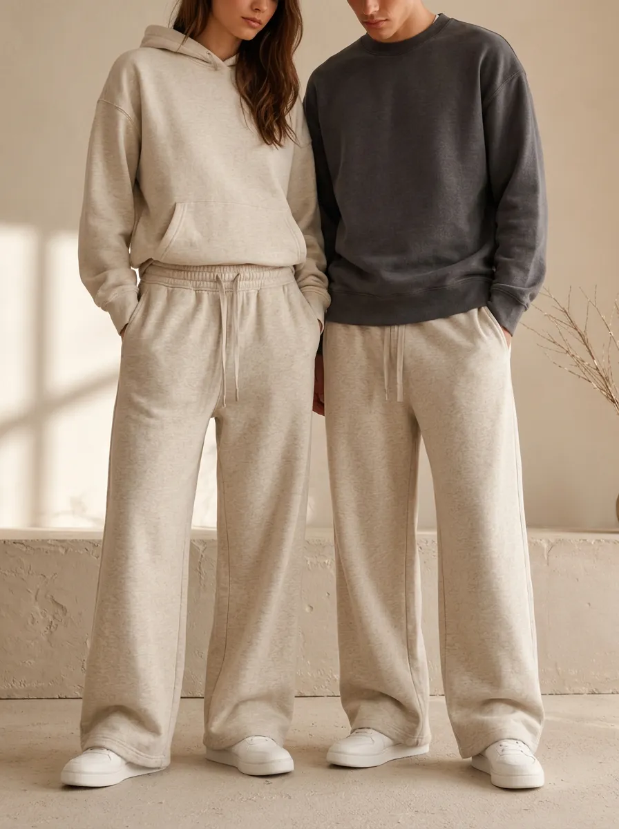 Unisex Active Relaxed-Fit Wide-Leg Sweatpants