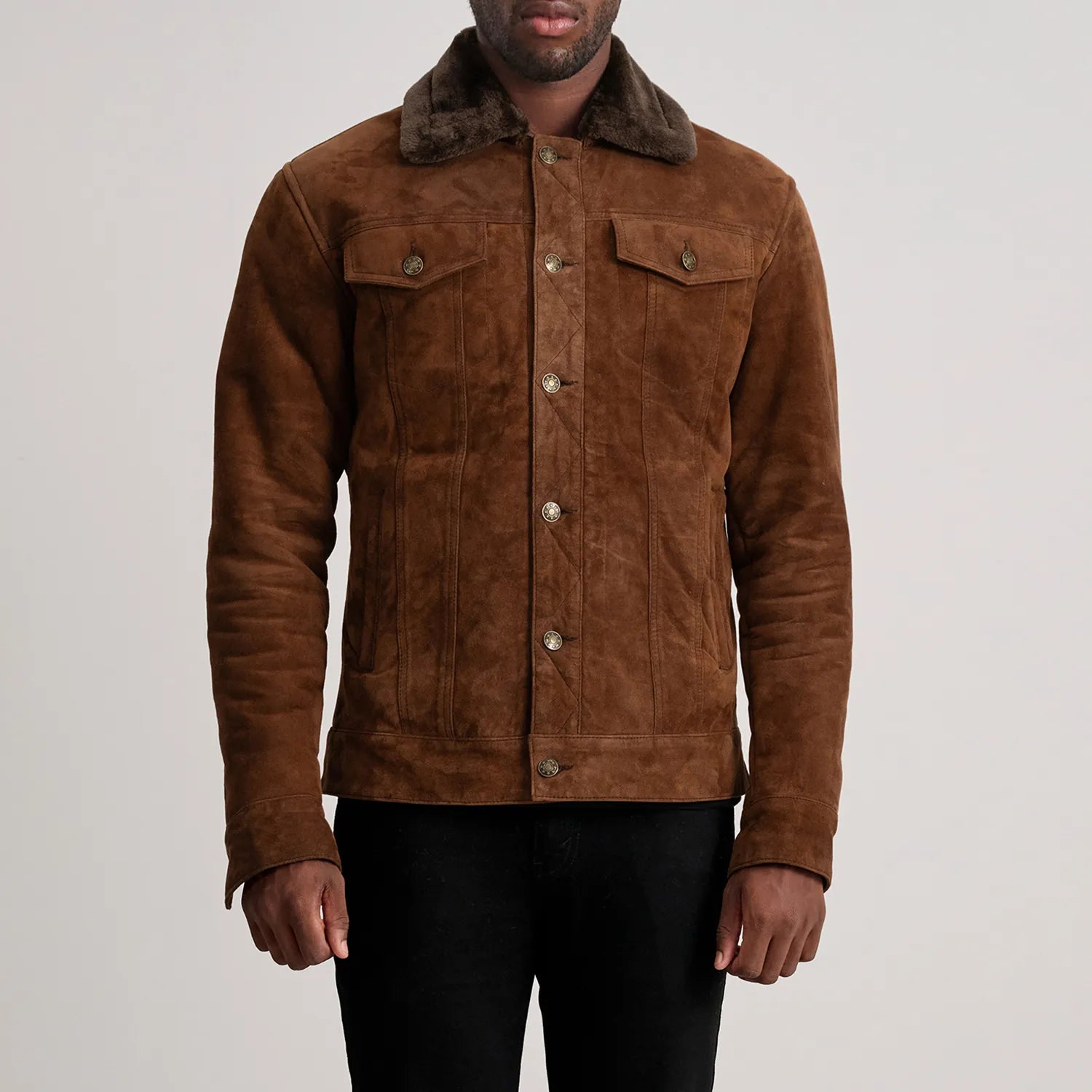 Men's Suede Shearling Trucker Jacket