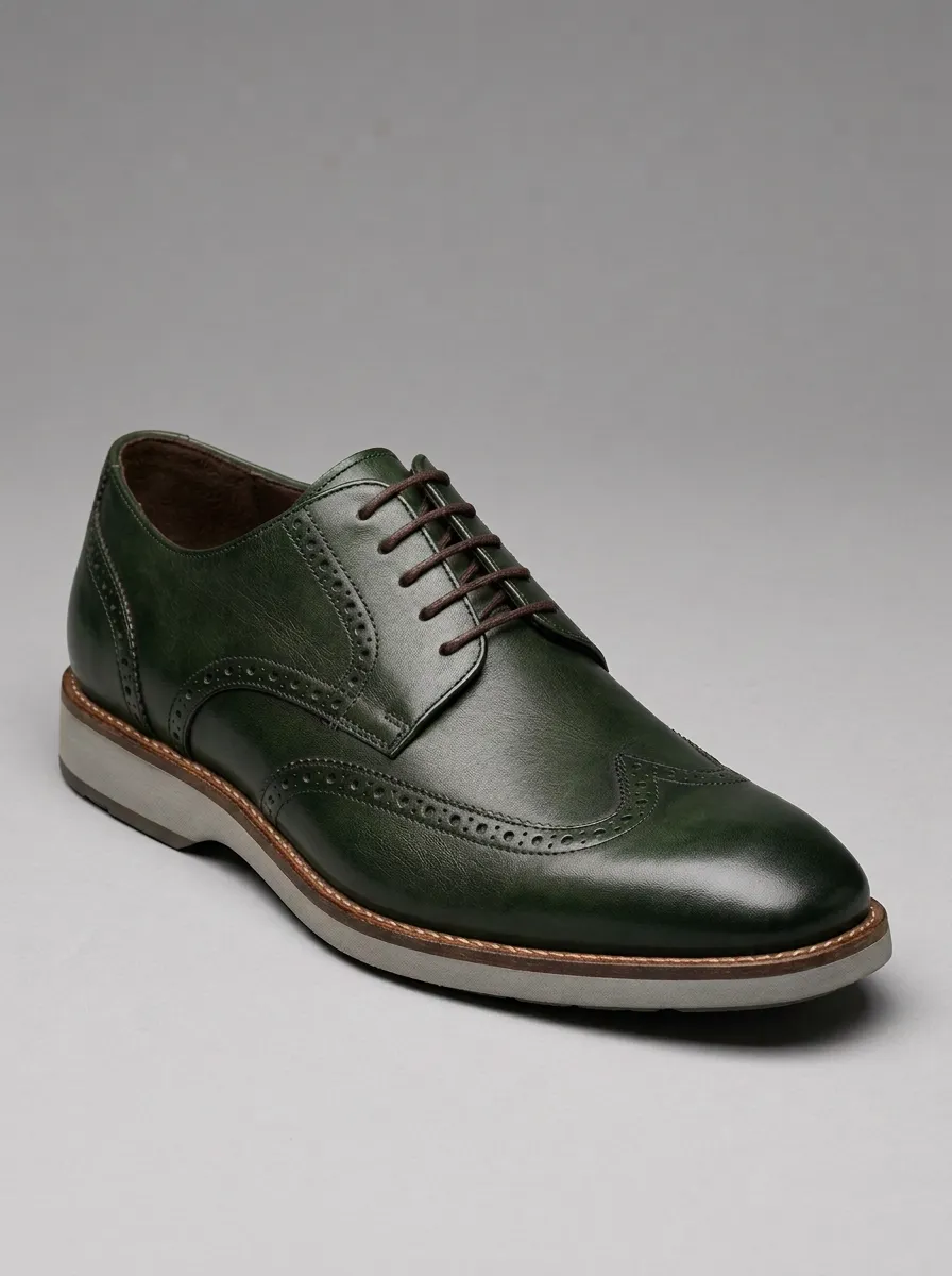 Men's Classic Business Wingtip Brown Leather Oxford Shoes