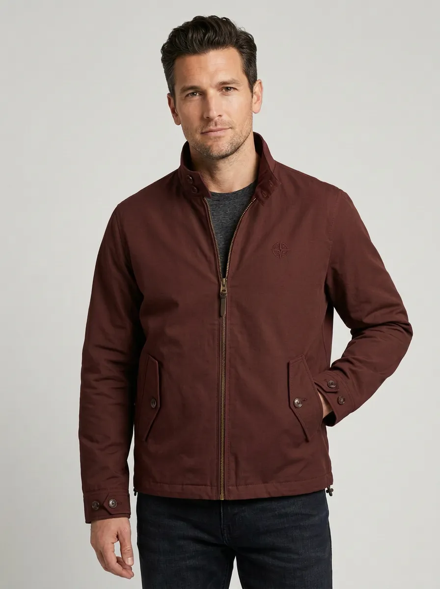 Men's Casual Outdoor Olive Green Embroidered Zip-up Jacket