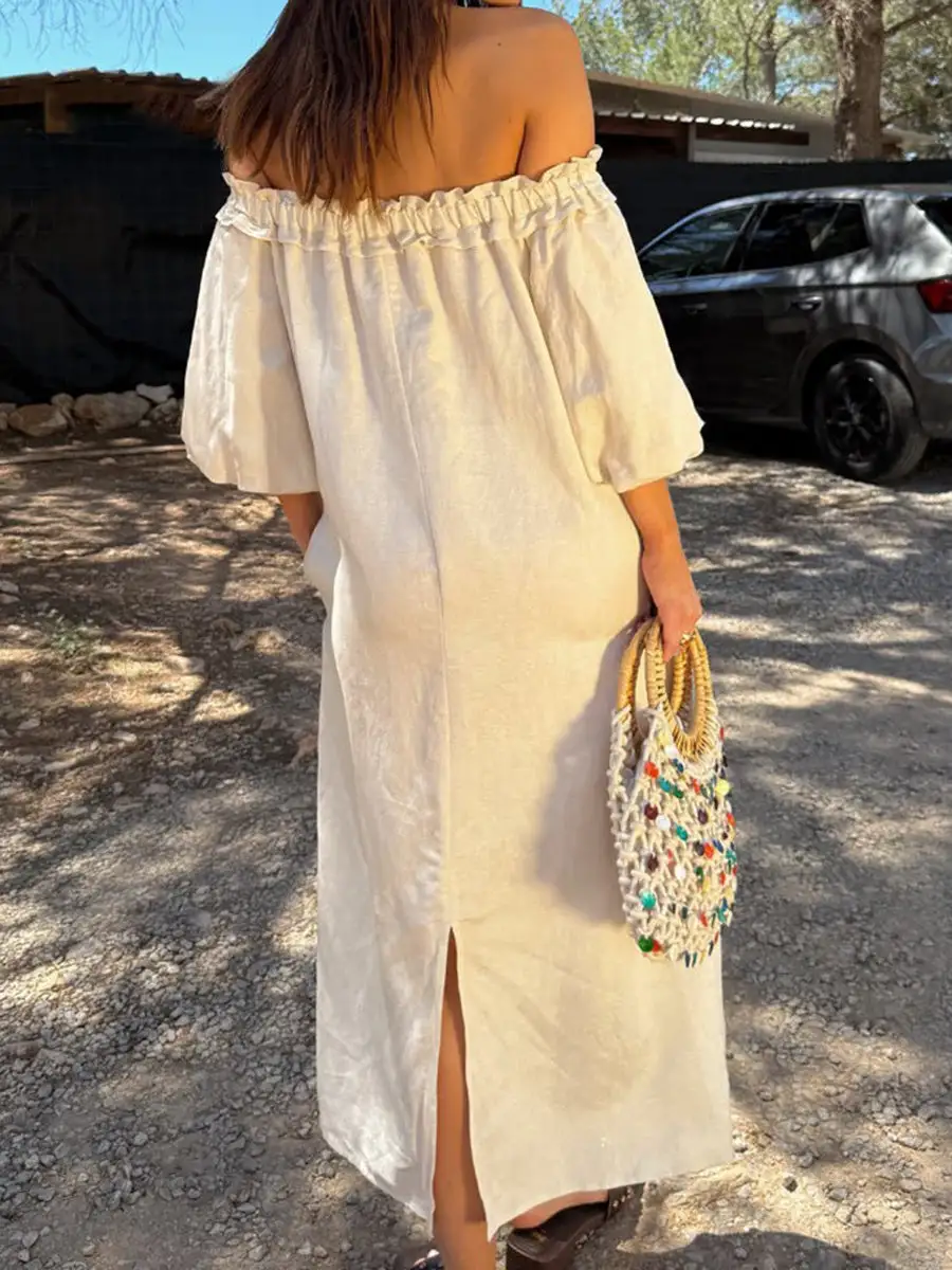 Sleeves Pleated Printed Long Maxi Dress