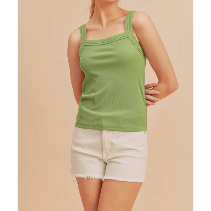 Cozy Square Neck Wide Strap Tank