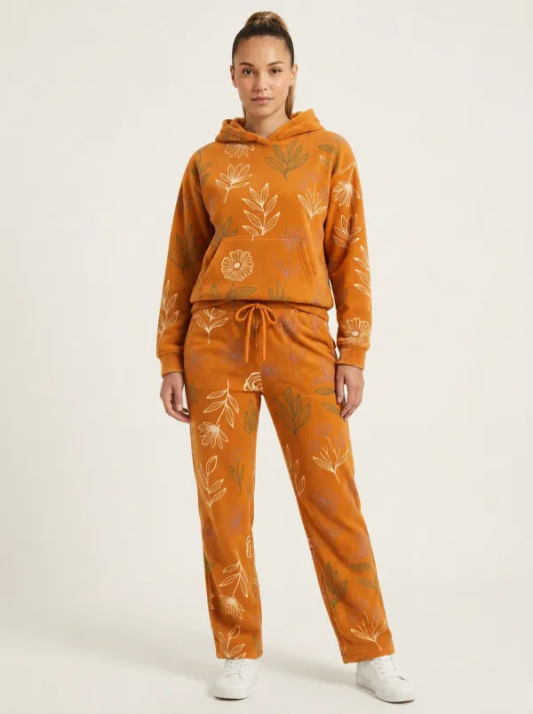 Women's Floral Print Hoodie And Jogger Set