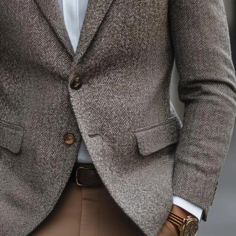 Relaxed Woven Buttoned Blazer