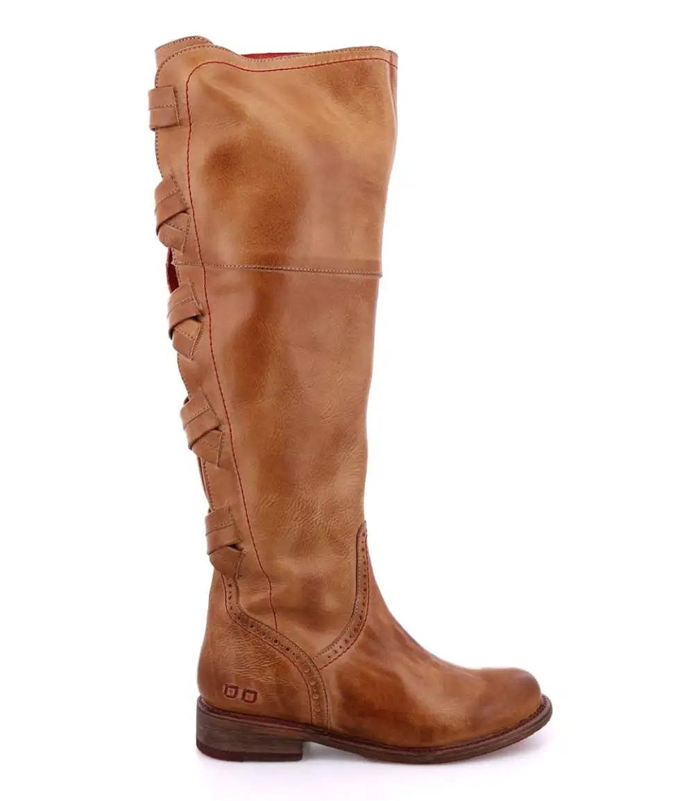 Crisscross Contrast-Stitched Tall Boots