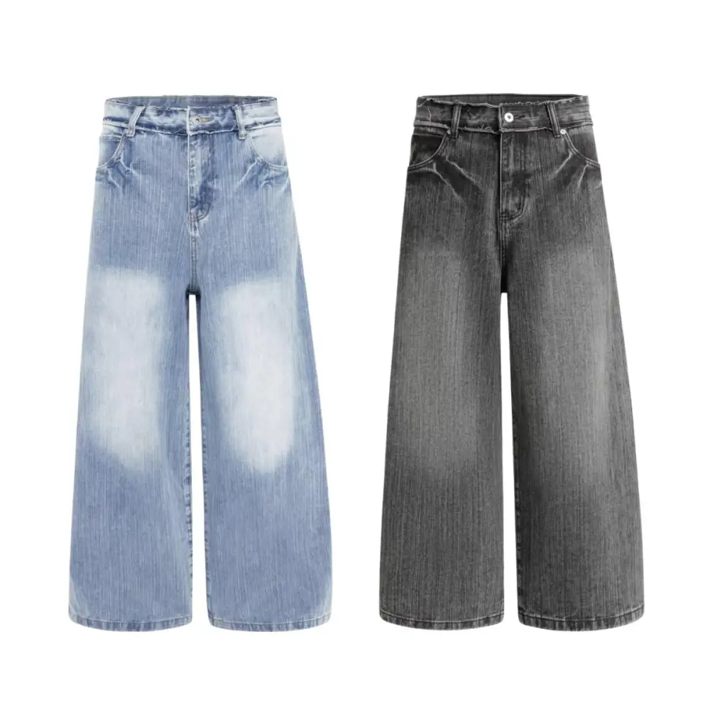 Baggy Distressed Washed Denim Jeans
