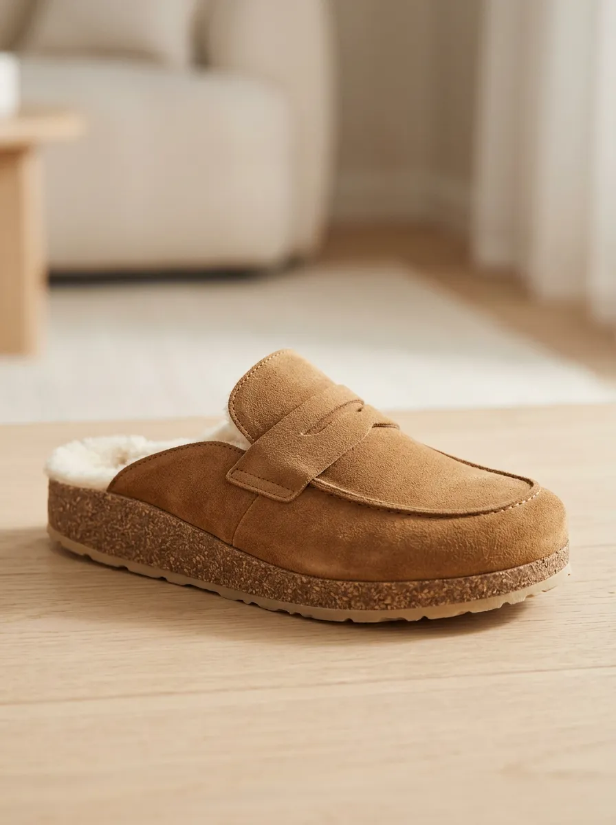 Women's Clog Style Casual Suede Wood Sole Loafers