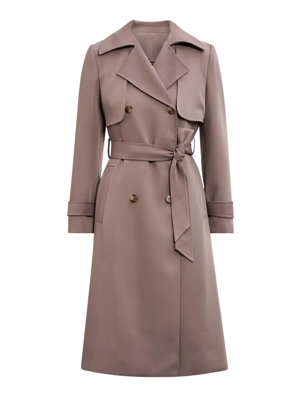 Blush Pink Petite Belted Double-Breasted Trench Coat