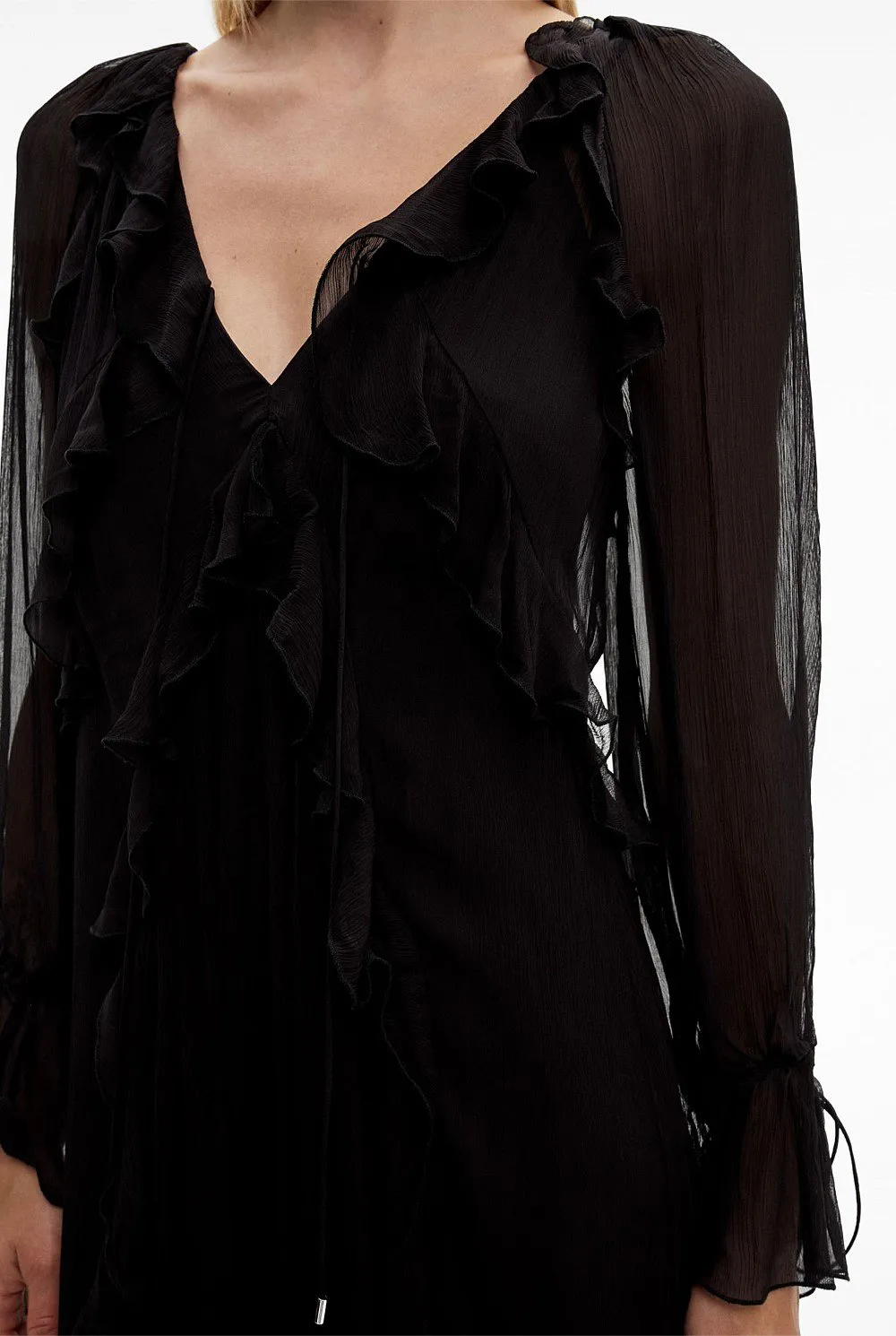 Black Ruffled Long Dress