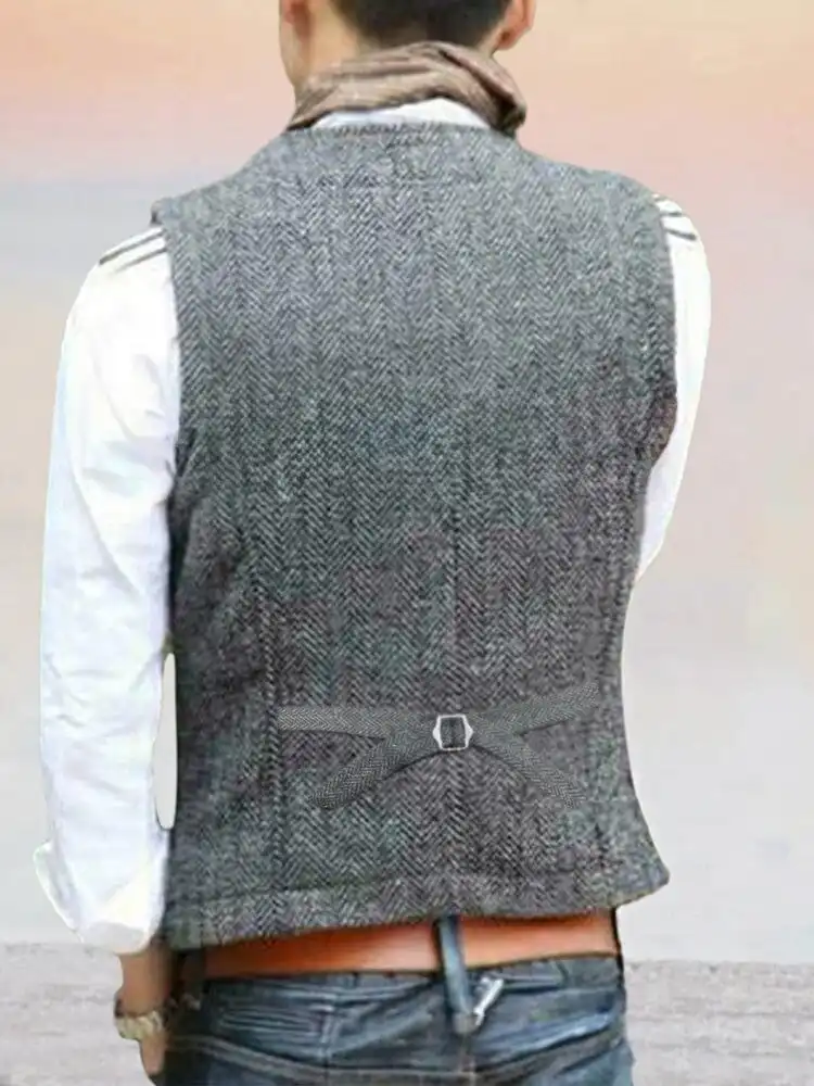 Open Stitch Textured Suit Vest