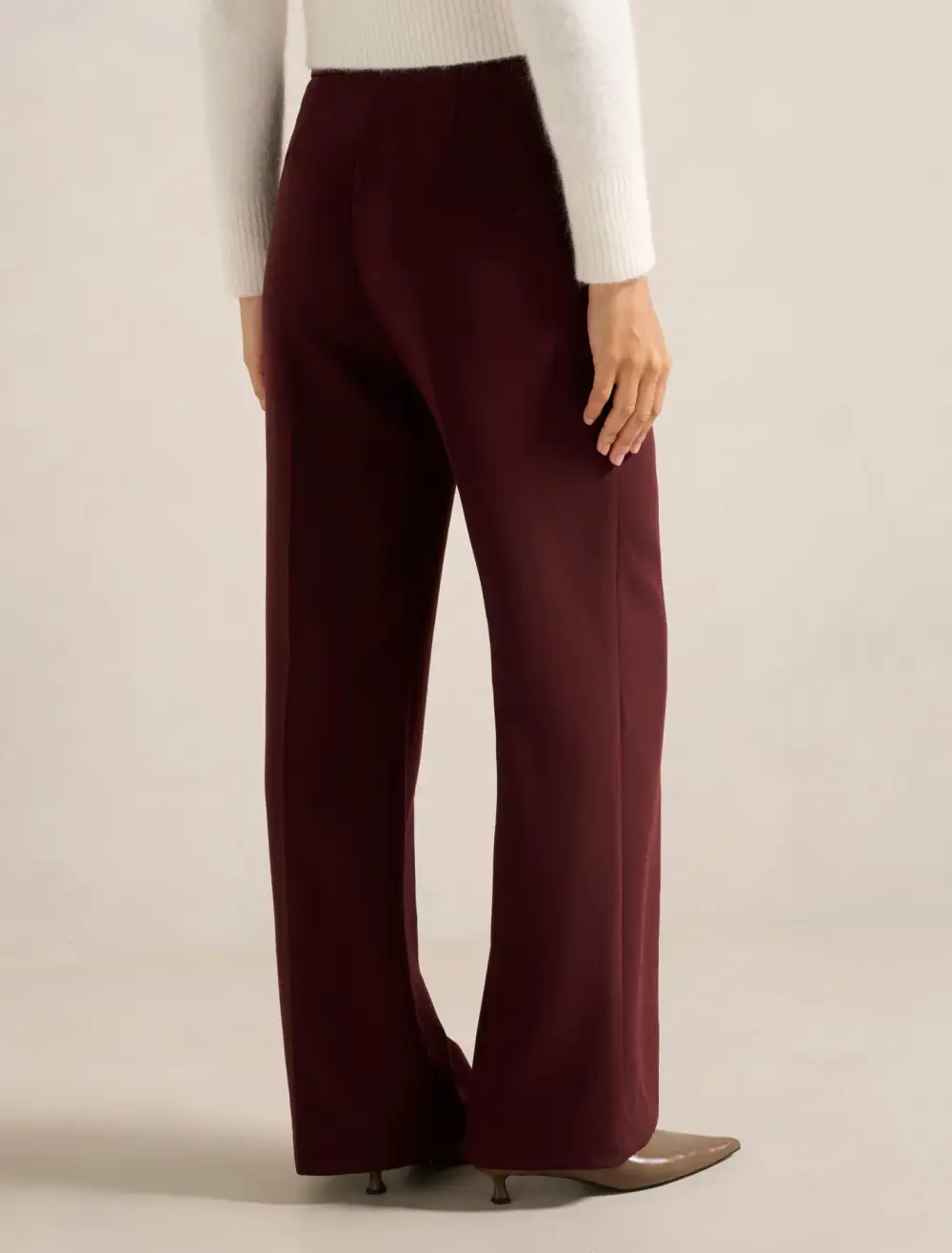 Burgundy Wide Leg Trousers