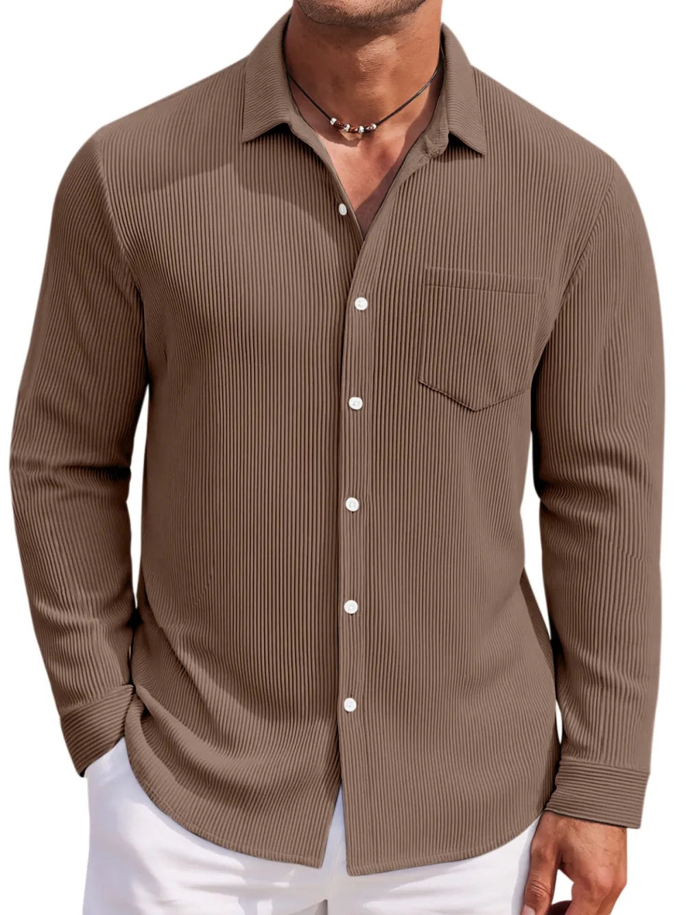 Long Sleeve Open Collar Shirt