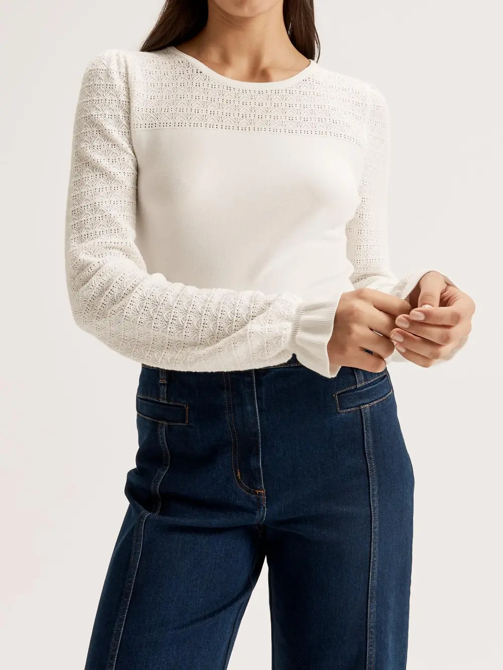White Hollow Bell Sleeves Jumper
