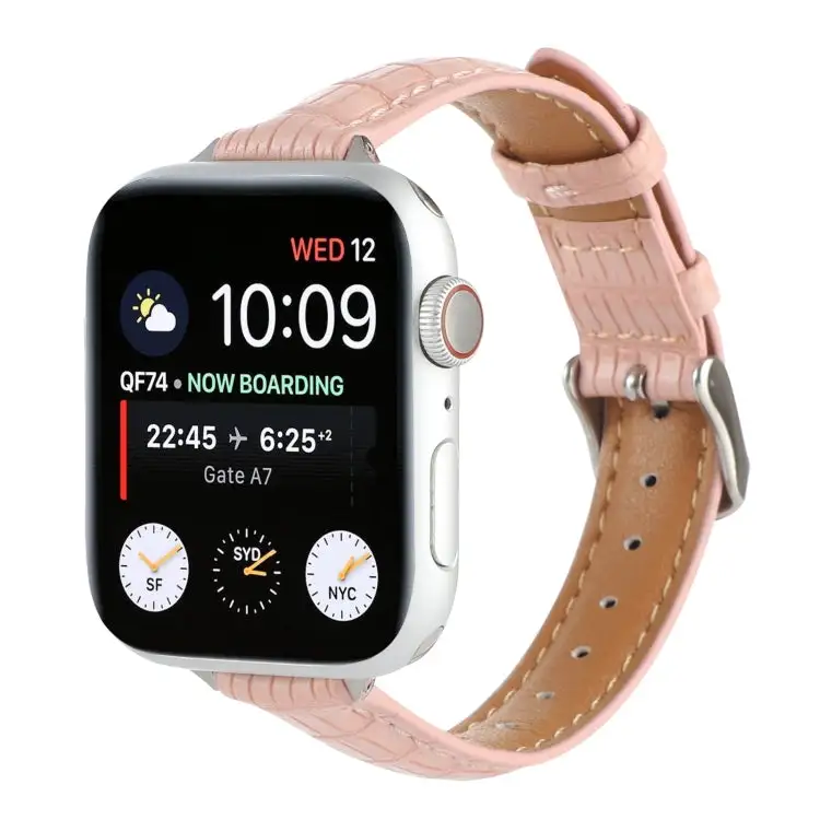 Slim Crocodile Leather Watch Band for Watch Series 2 42 mm - Pink