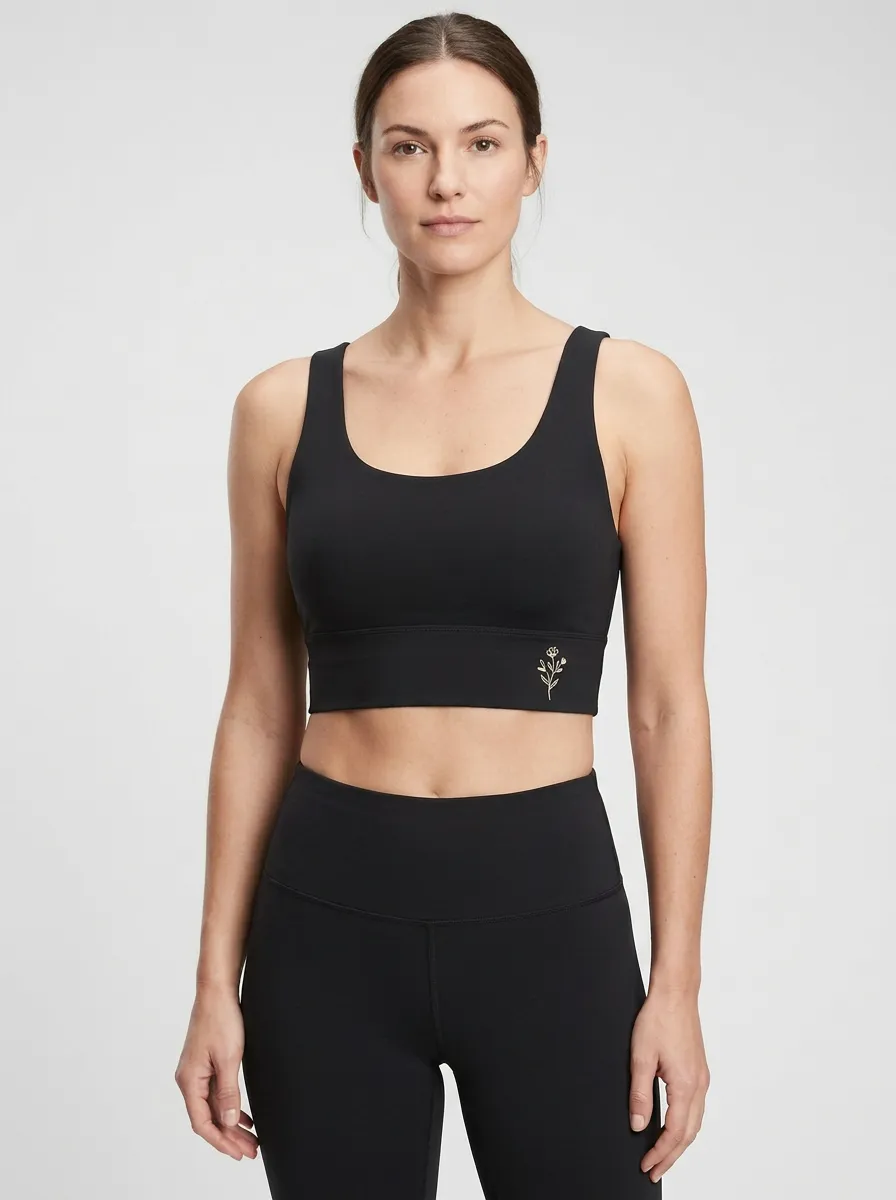 Women's Floral-Graphic Scoop-Neck Line-Art Sports Bra
