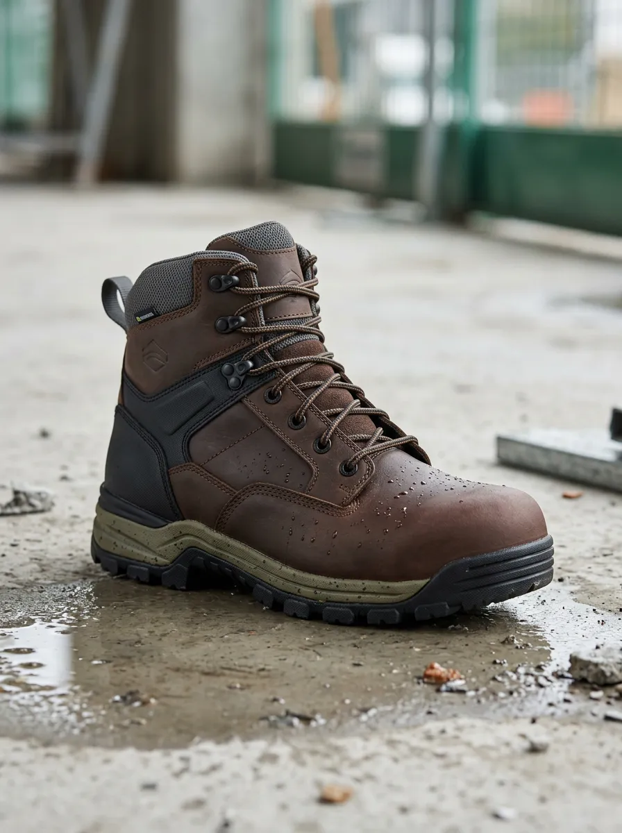 Men's Waterproof Leather Work Boots for Outdoor Construction