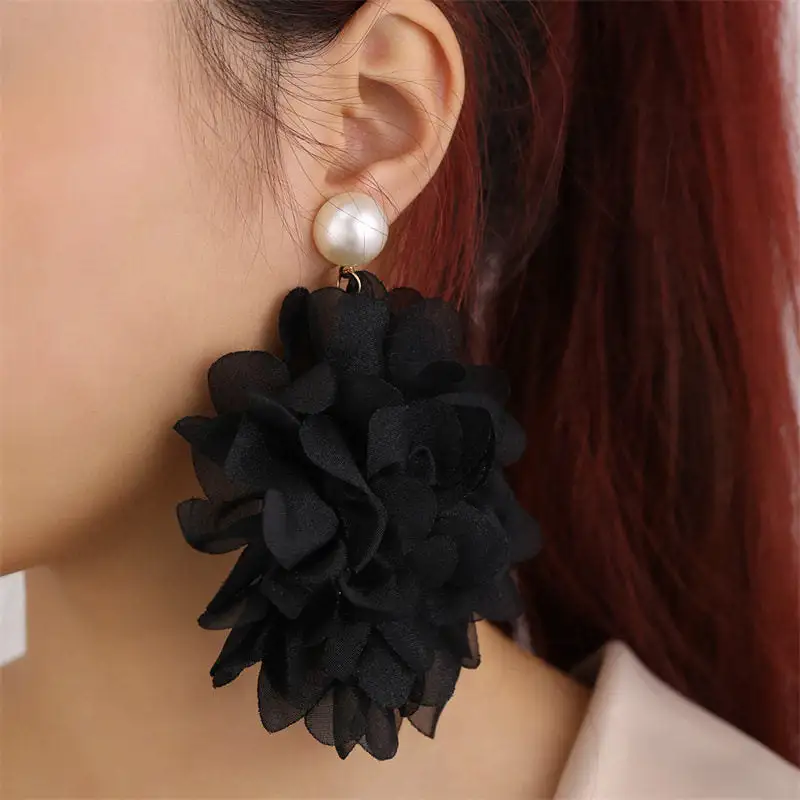 Bohemian Floral Pearl Statement Earrings