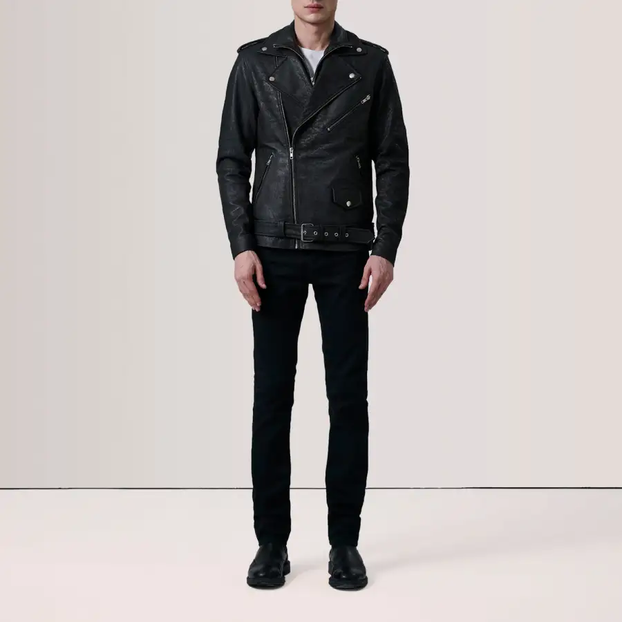 Men's Leather Distressed Jacket
