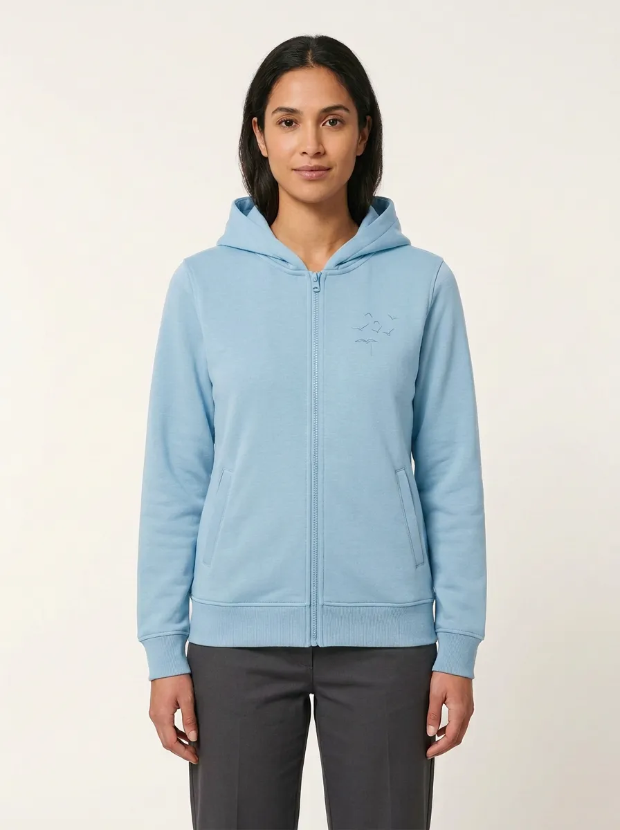 Women's Bird-Motif Full-Zip Panel-Pocket Hoodie
