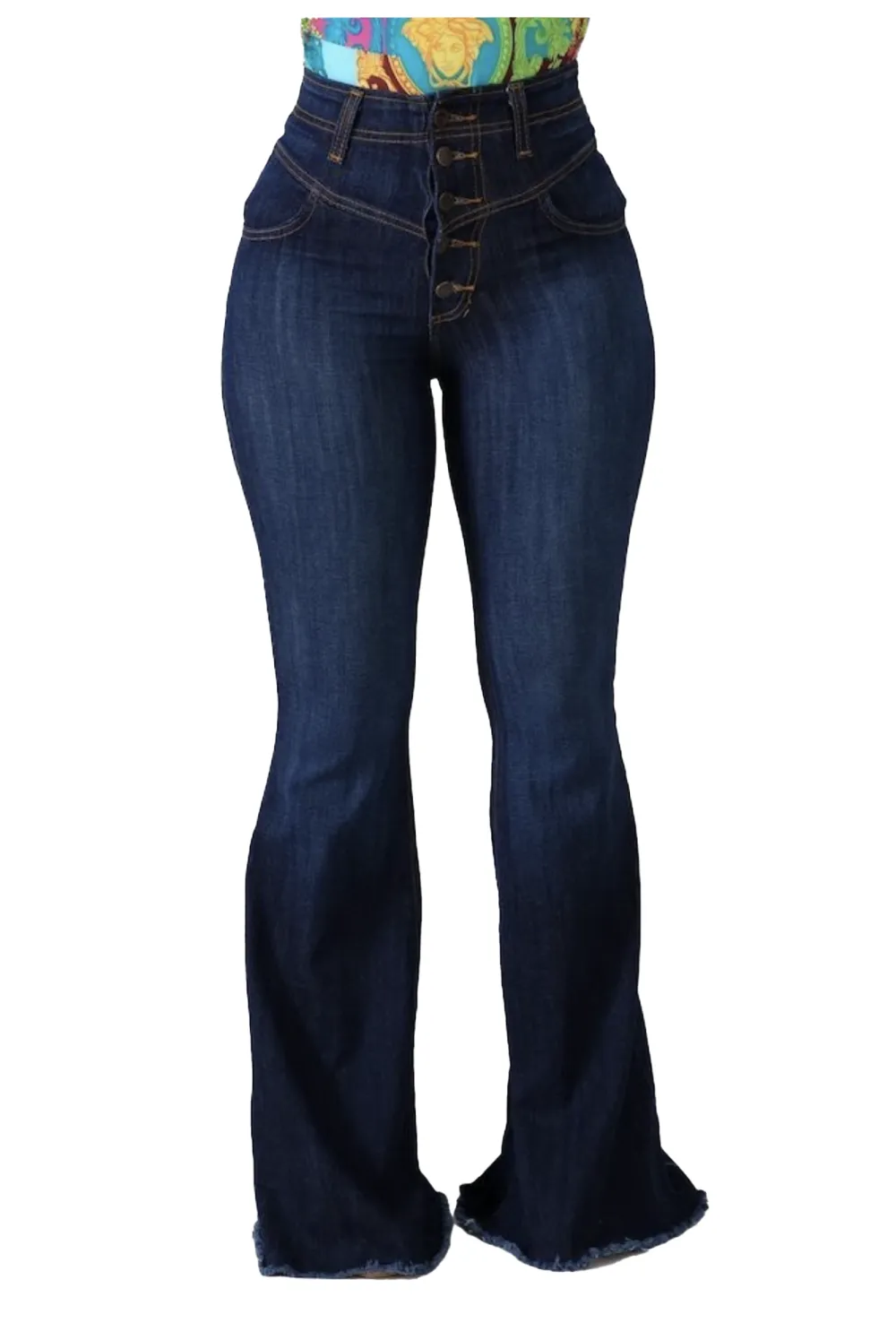 Women's High Waist Bell Bottom Jeans