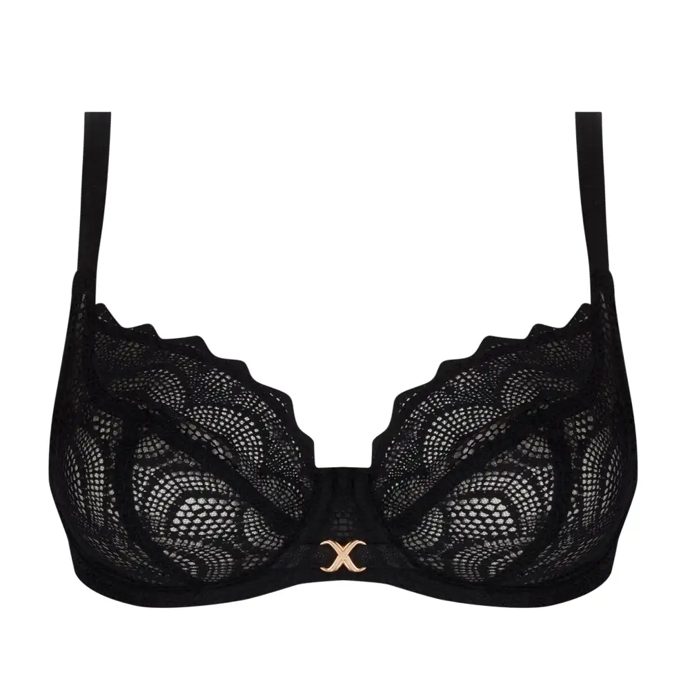 Women's Full Coverage Underwire Three-Part Cup Lace Shimmer Detail Bra