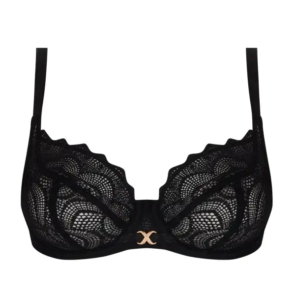 Women's Full Coverage Underwire Three-Part Cup Lace Shimmer Detail Bra