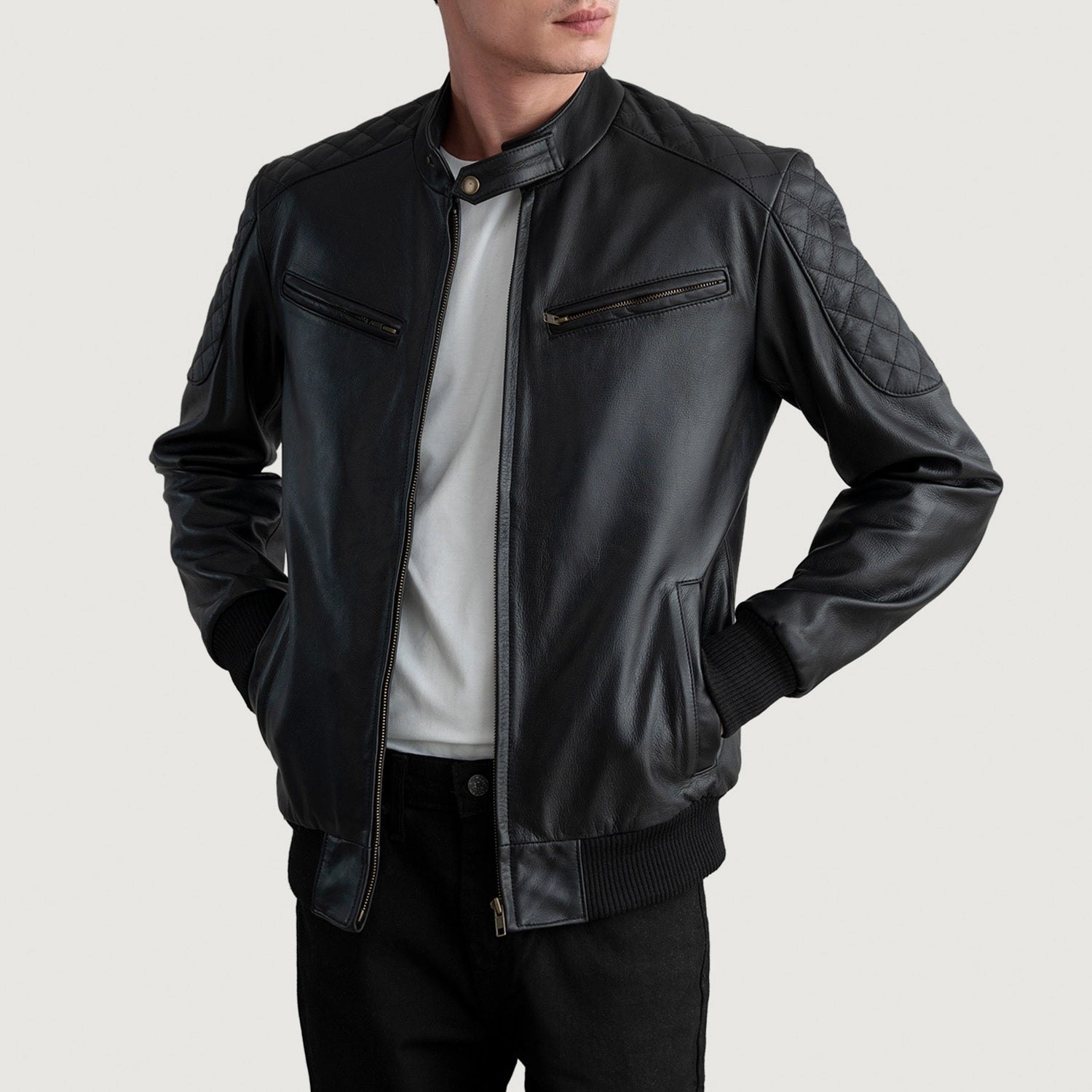Men's Classic Bomber Leather Jacket