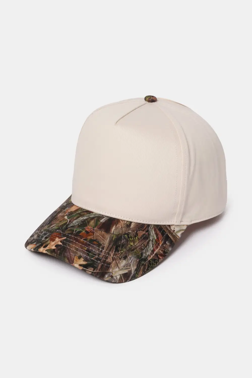 Camo Print Two Tone Five Panel Camo Panel Baseball Cap