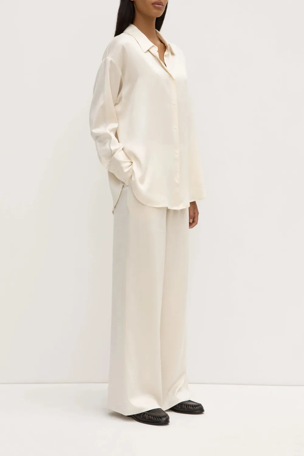 Box Pleated Silk Women's Shirt