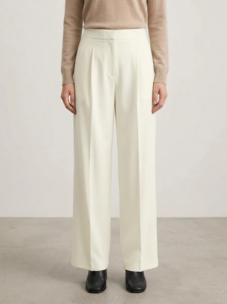 Modern Contour Pleated Wide-Leg Trousers