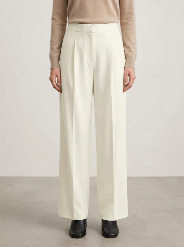 Modern Contour Pleated Wide-Leg Trousers